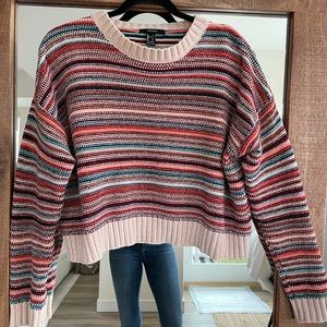 Cropped Velvet Sweater - Striped